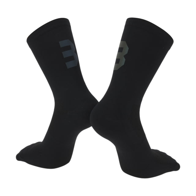 Calcetines de ciclismo Unique Bargains, transpirables, absorbentes de sudor, anti-fricción, negros, tamaño L, 1 par, número 3