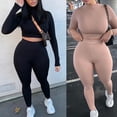 thumbnail image 5 of ZUARFY Women Solid Workout Outfits Long Sleeve Turtleneck Crop Top High Waist Leggings, 5 of 19