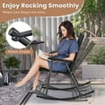 thumbnail image 6 of Costway 2 PCS Patio Folding Rocking Chair Heavy-Duty Metal Frame Rockers Outdoor Black, 6 of 8