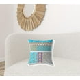 thumbnail image 3 of 18â€ Turquoise White Patch Indoor Outdoor Throw Pillow, 3 of 5