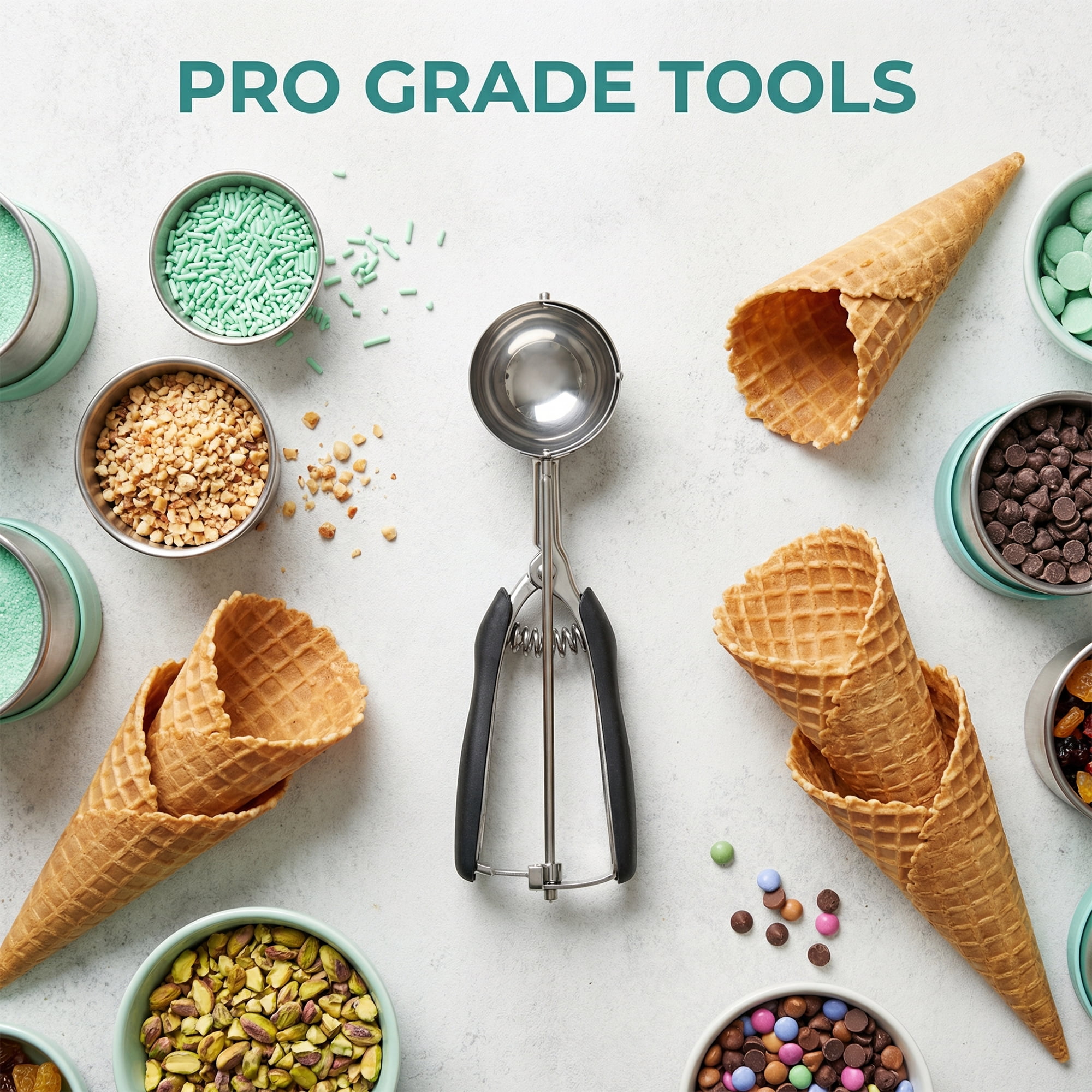 Unique Bargains Stainless Steel Ice Cream Scoop with Reinforced Handle Black 9.1in