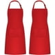 thumbnail image 1 of Paquete de 2 delantales de chef ajustables con bolsillos, delantal negro resistente al goteo, delantales de cocina para el hogar para mujeres y hombres (rojo, poliéster), 1 of 5