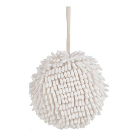 

Julam Chenille Hand Towels - Fluffy Decorative Towels for Bathroom with Loop Cute Ball Shape - Hangings Microfiber Absorbent Soft Towels Quick Dry White Grey