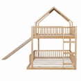 thumbnail image 6 of Full XL over Queen Floor House Bunk Bed with Slide & Built in Ladder, Kids/Teens Wood Bed Frame with Bedside Small Bookshelf, 6 of 8