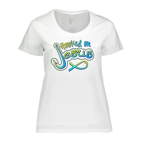 Inktastic Hooked on Jesus Christian Women's Plus Size T-Shirt