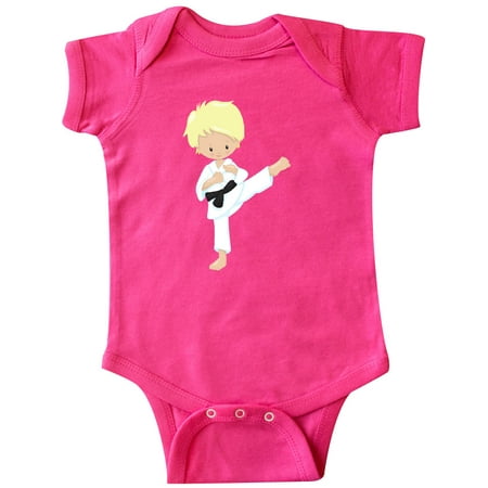 

Inktastic Cute Boy Blond Hair Karate Pose Black Belt Gift Baby Boy Bodysuit