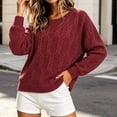 thumbnail image 5 of Xdegoge Womens Cable Knit Sweaters Crew Neck Long Sleeve Pullover Casual Relaxed Fit Cozy Fall Winter Warm Vintage Chunky Jumper Tops Everyday Fashion Knitwear, 5 of 8