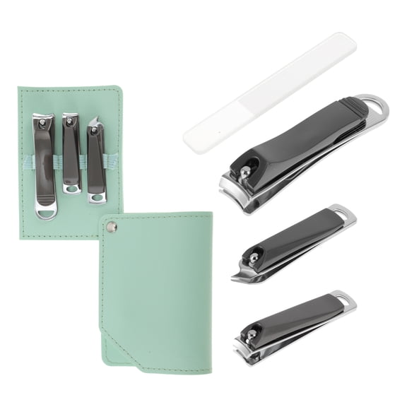 Unique Bargains 1 Set Portable Nail Clipper Set for Women for Men Gray