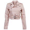 thumbnail image 6 of Fashion2Love Women's Juniors Fashionable Cropped Faux Leather Moto Biker Jacket, 6 of 8