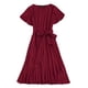 thumbnail image 4 of Txlixc Vestido Midi de Verano para Mujer Color Sólido Manga Corta Dobladillo Irregular Vestido con Cinturón Txlixc  Moda, 4 of 6