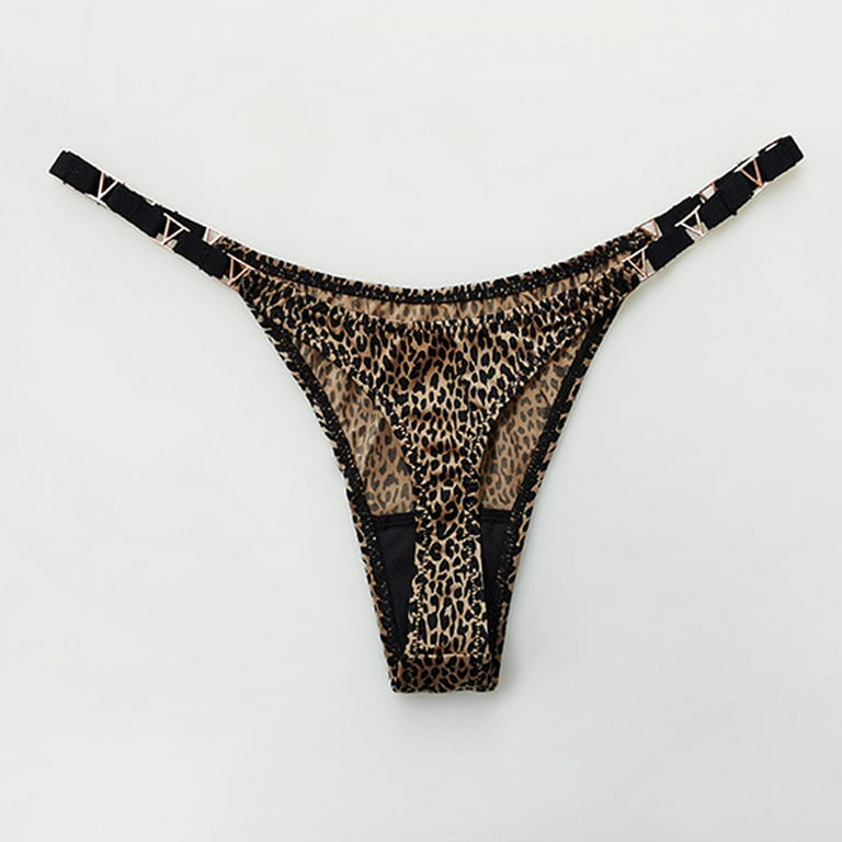 Kddylitq Women's Seamless G String Thong Underwear Soft Low Rise Panties  Leopard Print S