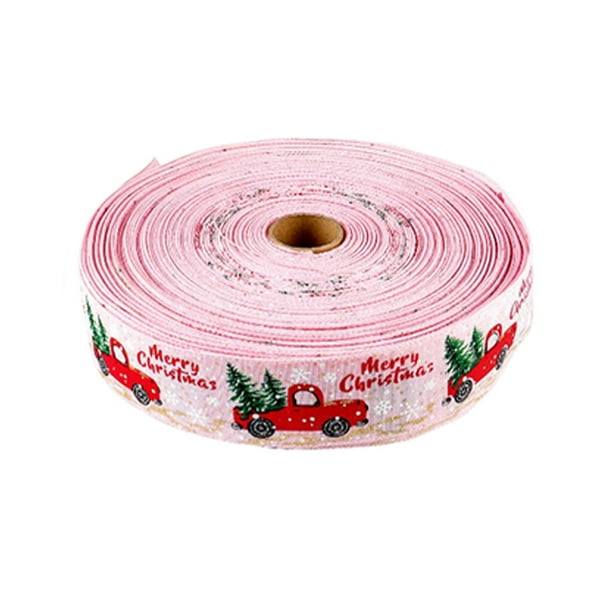 Matsuzay 1 rollo de cinta navideña para fiesta, Año Nuevo, decoración de árbol de Navidad, regalos impresos brillantes, embalaje DIY, cinta Kits de decoración para fiestas Rosado