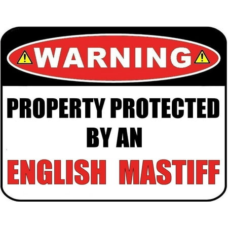 Warning Property Protected by an English Mastiff 9 inch x 11.5 inch Laminated Dog (Best Collar For Mastiff)