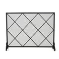 thumbnail image 2 of Benjara Fireplace Screen- Classic Diamond Shape with Mesh- 41x32 Black Finish, 2 of 9