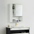 thumbnail image 3 of Basicwise Armoire de Rangement Murale pour Salle de Bain avec Miroir, Tablette Ouverte et 2 Tablettes Ajustables, Blanc, 3 of 5