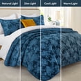 thumbnail image 6 of Moonlight20015 3-Piece Floral Velvet Quilt Set, Ultrasonic Embossed Bedspread, Soft Lightweight Bedding Set, Queen, Navy, 6 of 8