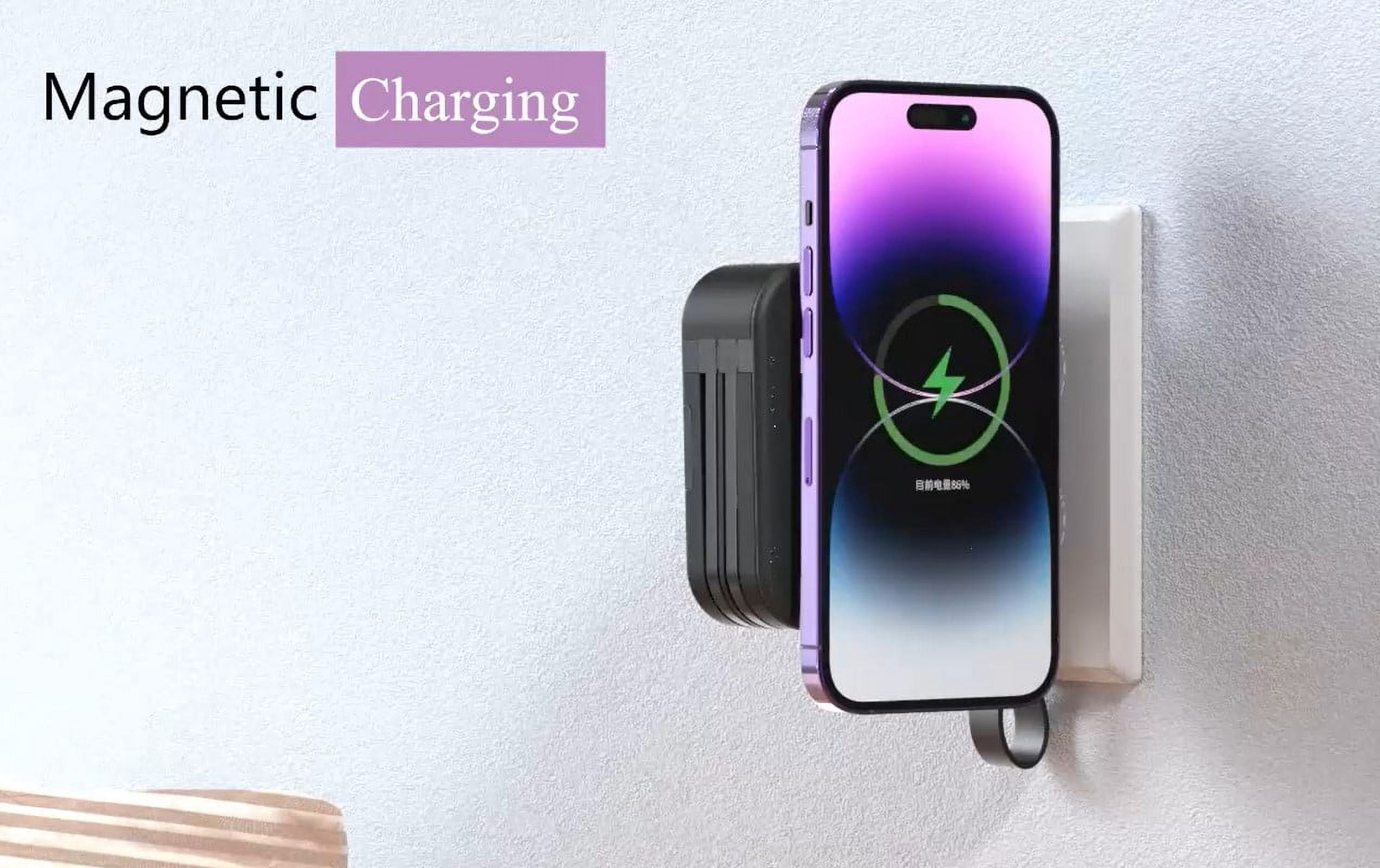 5 in 1 Super Charger Wireless Charging World Travel Charger and Adaptor 10000mah Power Bank - Black