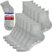 Debra Weitzner Non-Binding Loose Fit Sock - Non-Slip Diabetic Socks for Men and Women - Ankle 12 Pack Grey Size 13-15