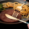 thumbnail image 3 of Juego de cubiertos dorados de 4 piezas, vajilla de cocina de acero inoxidable, cuchillo, tenedor, cuchara, Festival, regalo, 3 of 5