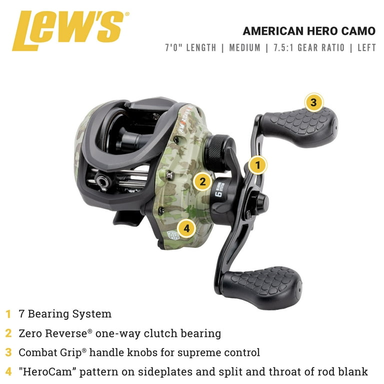 Lews Baitcaster Combo Camo Baitcaster Rod Lew's American Hero