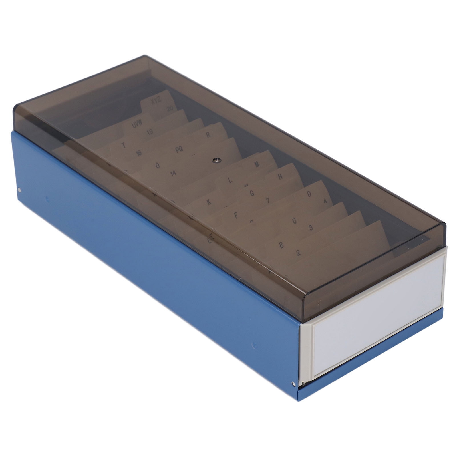 Riousery Index Card Holder Hold 800 Business Cards A To Z Organizer Box with High Transparent Cover for Office and Desktop Blue 10.63 x 4.33 x 3.15 inches / 27 x 11 x 8 cm
