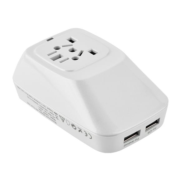 ZOUSSIQI Universal Dual USB Worldwide Travel Charger Convertor Socket AU UK US EU Plug Adaptor White EL225#60284