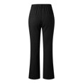 thumbnail image 5 of ZHOGXU Womens Jeans With Pocket Solid Color High Waist Straight Fit Wide Leg Casual Stretch Denim Pants Trousers For Outdoor Activities,Black,L, 5 of 6