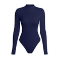 thumbnail image 3 of Youmylove Women Bodysuits Women's Basic Long Sleeve Ribbed Turtleneck Leotard Stretchy Bodysuit Tops Jumpsuits Comfy Body Suits Slim Fit Tops Bodysuits, 3 of 3