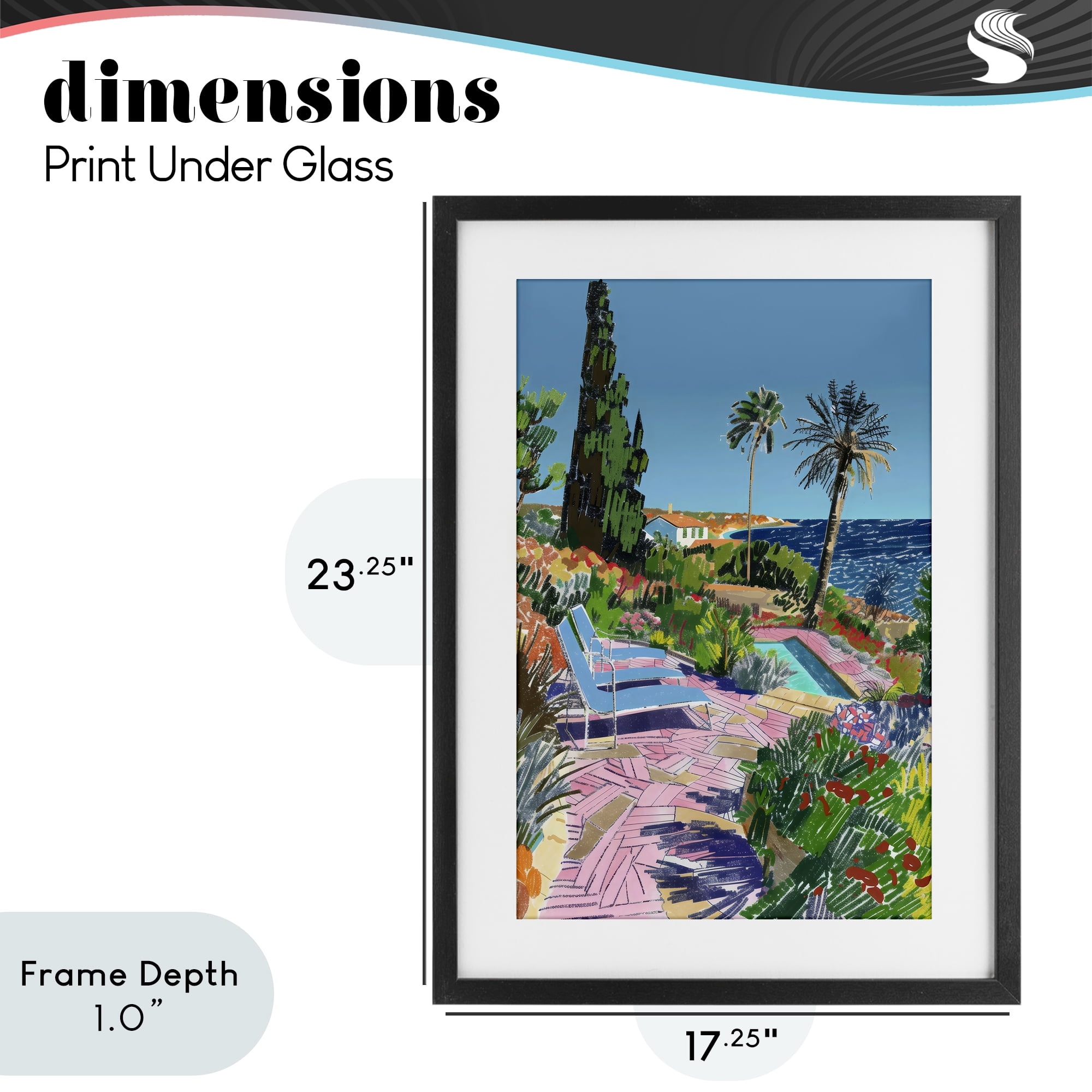 Stupell Industries Pool View to Ocean Black Framed Print Under Glass, design by Creative Studio