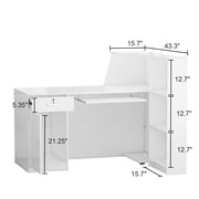 MONSLIPA L-Shape Reception Desk, Home Office Desk with Keyboard Tray, Open Shelves and Lockable Drawer,55 inch