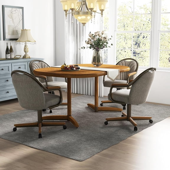 Chromcraft 5-Piece Dining Table Set with Expandable Table and 4 Swivel Caster Chairs, Dining Room, Revive Mineral