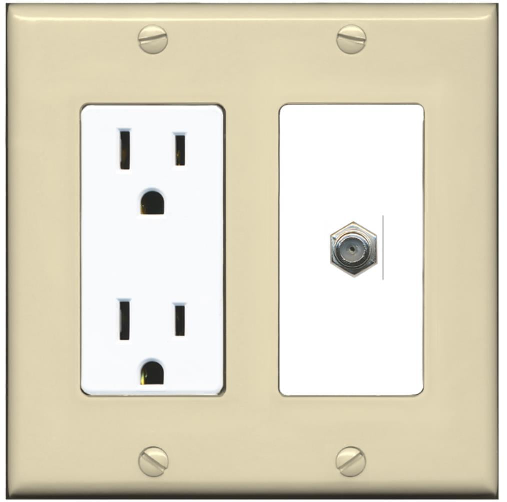 RiteAV 15 Amp Power Outlet and 1 Port Coax Cable TV FType Decora