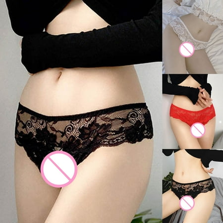 

Hopeup Women G-string See-through Lace Solid Colors Wear-resistant Lady Panties for Daily Wear