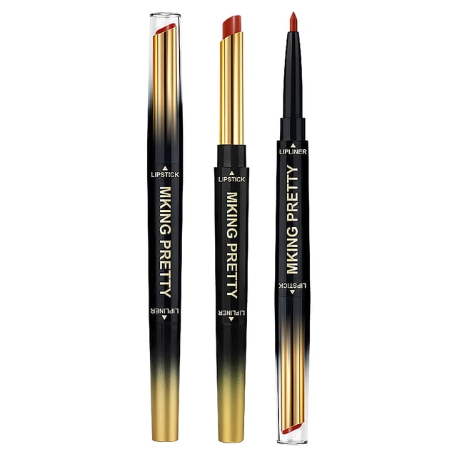 Lápiz labial de doble punta, delineador de labios automático, resistente a la decoloración, con vaso para delineador de labios automático.