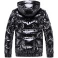 thumbnail image 3 of JUNWELL Men Clearance  Winter Jackets for Men Clearance Shiny Hooded Reflective Down Jacket Cotton Jacket, 3 of 4