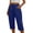 Blue#1, variant on Hvogkswy Cotton Linen Capri Pants for Women Straight Solid Drawstring Elastic Waist Capris with Pockets Summer Casual Capri Pants