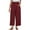 Wine Red, variant on cFmduc Wide Leg Linen Pants for Women Summer Capri Palazzo Flowy Pants Casual Loose High Waist Drawstring Cropped Trousers with Pockets