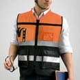 thumbnail image 6 of Safety Reflective Vest Lightweight Warehouse Night Work High Visibility Vest XL Orange, 6 of 9