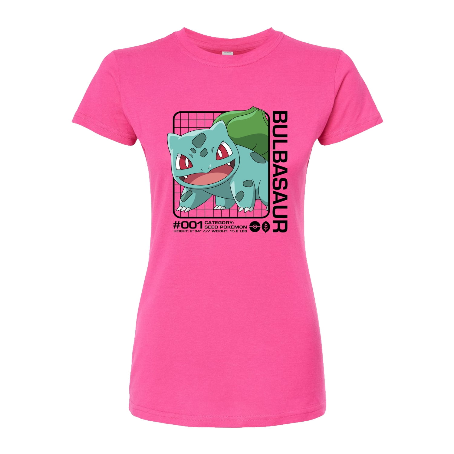 Ulykke Ti år Akvarium Pokémon - Bulbasaur Stats - Juniors Fitted Graphic T-Shirt - Walmart.com