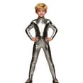 thumbnail image 2 of HXWCHs Court Style Glossy Leather Unisex Jumpsuit Elegant Full Bodysuit for Carnival Party Stage Performance Attire 7-8 Years Grey, 2 of 5