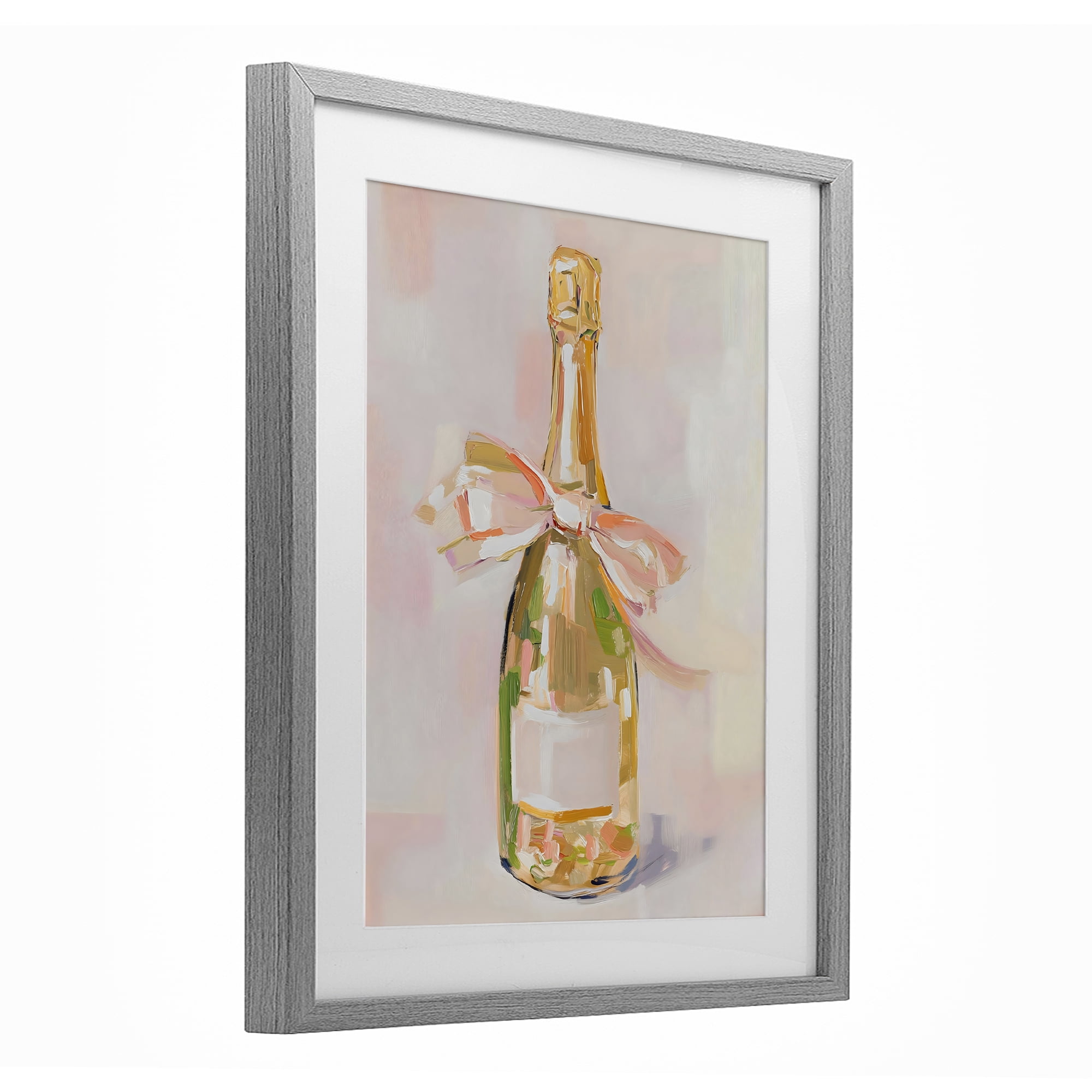 Stupell Industries Pink Champagne Celebration Gray Framed Print Under Glass, design by The Prints Vibe