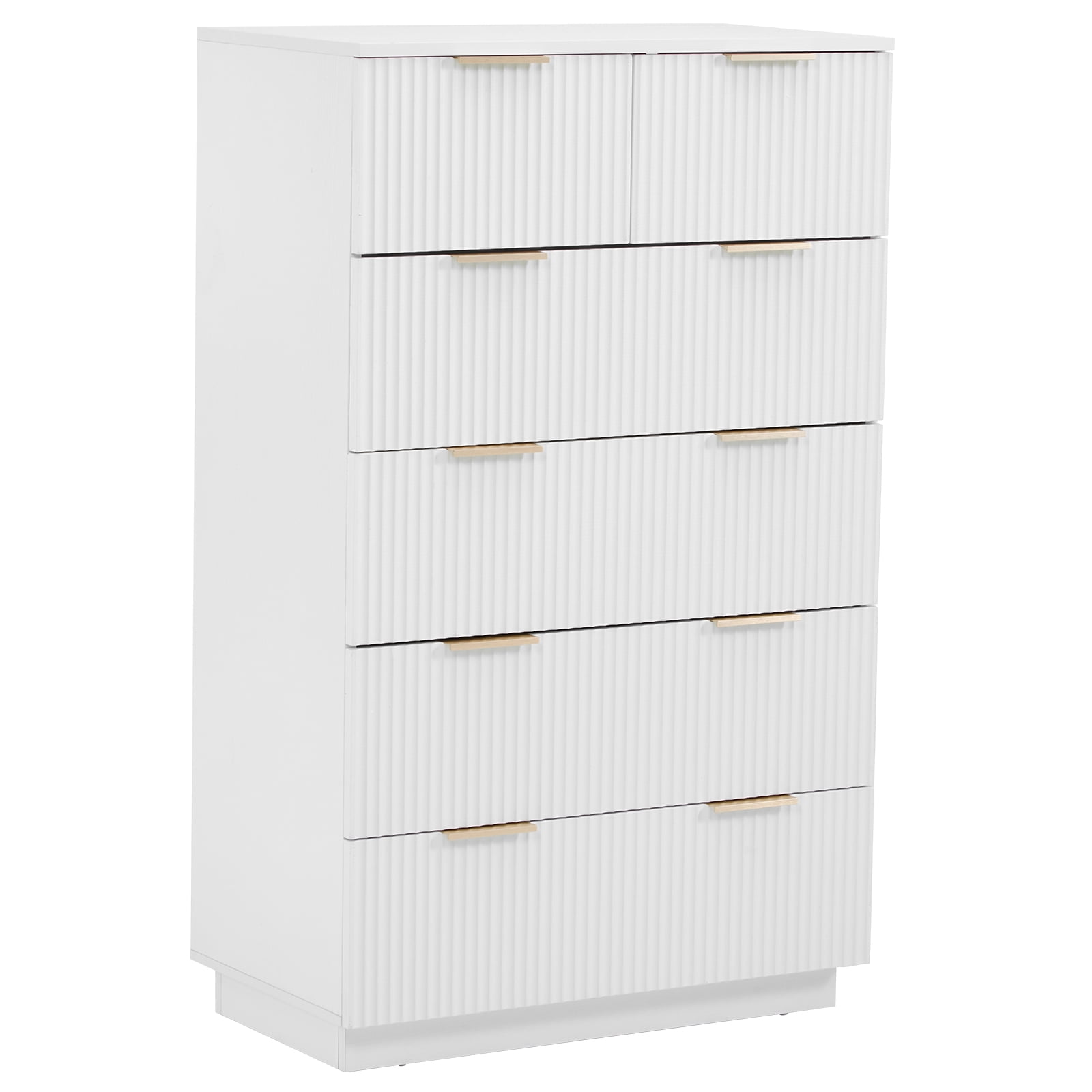 Five-Level Cabinet with Six Drawer, White P2 Particle Board and Density Board Wavy Pattern Drawer