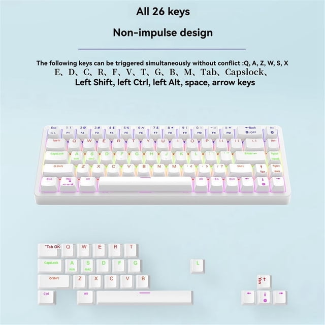 68 Key Mechanical Keyboard USB Wired RGB Backlight LED Red Switch Keyboard for Game PC Laptop Office