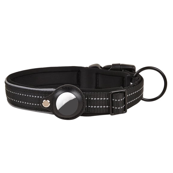 Airtag Dog Collar Locator Holder, Soft Nylon Reflective Safety Strap, GPS Tracking Anti Lost Pet Gear, Durable Wear Resistant Collar Accessory, Adjustable Secure Buckle Design