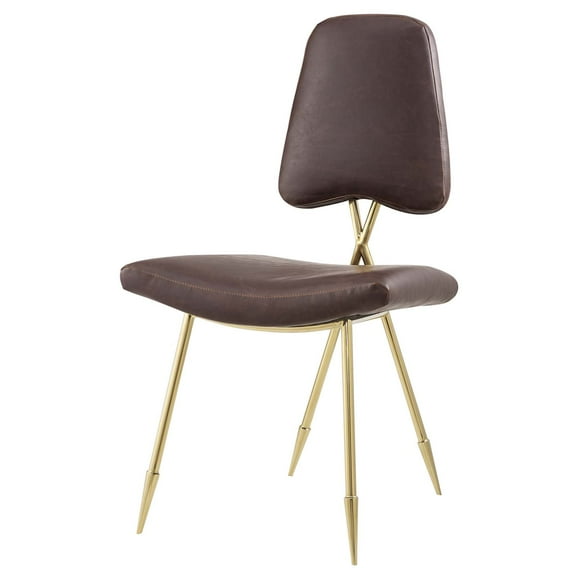 Modern Contemporary Urban Design Dining Kitchen Room Side Chair, Faux Vinyl Leather, Brown
