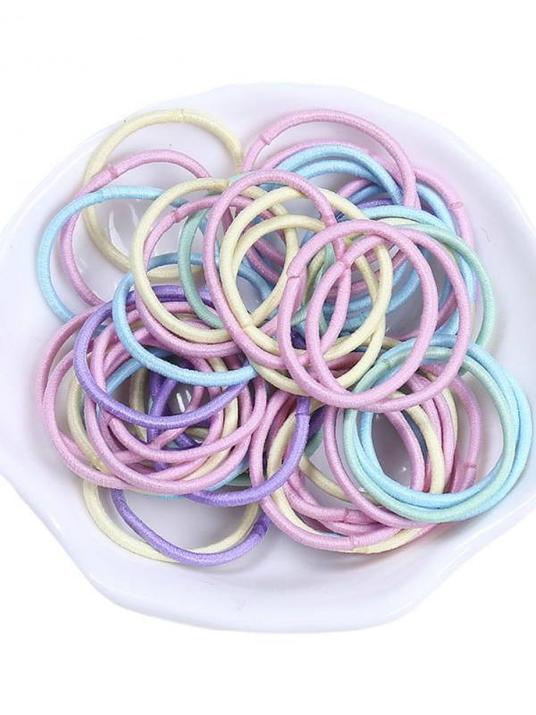 50x Stretchy Colorful Phone Cord Hair Ties Spiral Hair Rope Ring Ponytail Holder