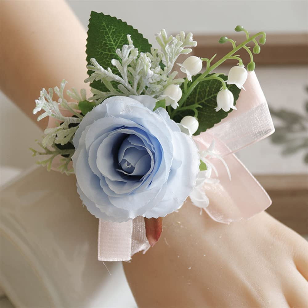 Wrist Corsage and Boutonniere Set for Groom Bride Groomsmen