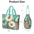 thumbnail image 3 of Tote Bag for Women - Daisies and Butterflies Shoulder Bag - Large Utility Work Duffle Bag with Zipper Handbag for Travel, Work, Sprots, 3 of 5