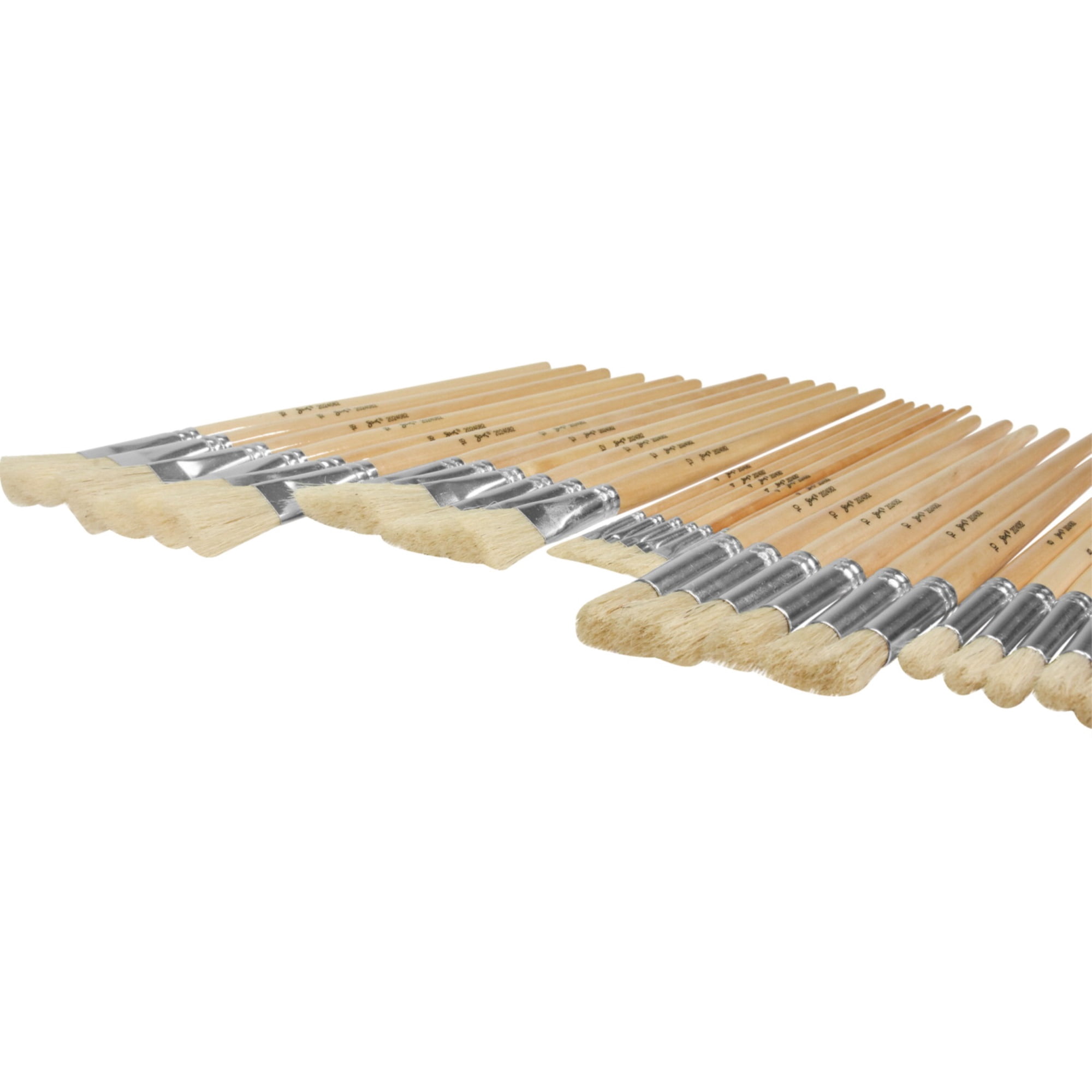 Sax Olympia Interlocked Hog Hair Bristle Long Handle Paint Brushes, Assorted Sizes, Set of 36
