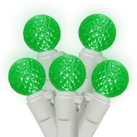 Set of 50 Green LED G12 Berry Fashion Glow Christmas Lights - White Wire